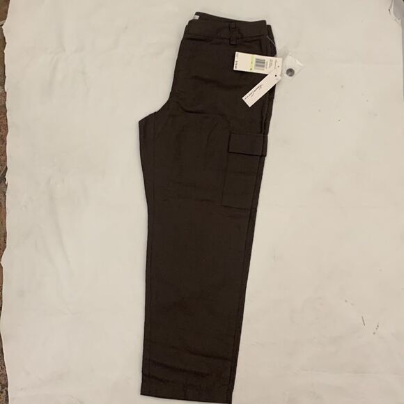Kenneth Cole Size 4 Earth Brown Urban Edge Side Pockets Button Front Capri Pant - Picture 2 of 9